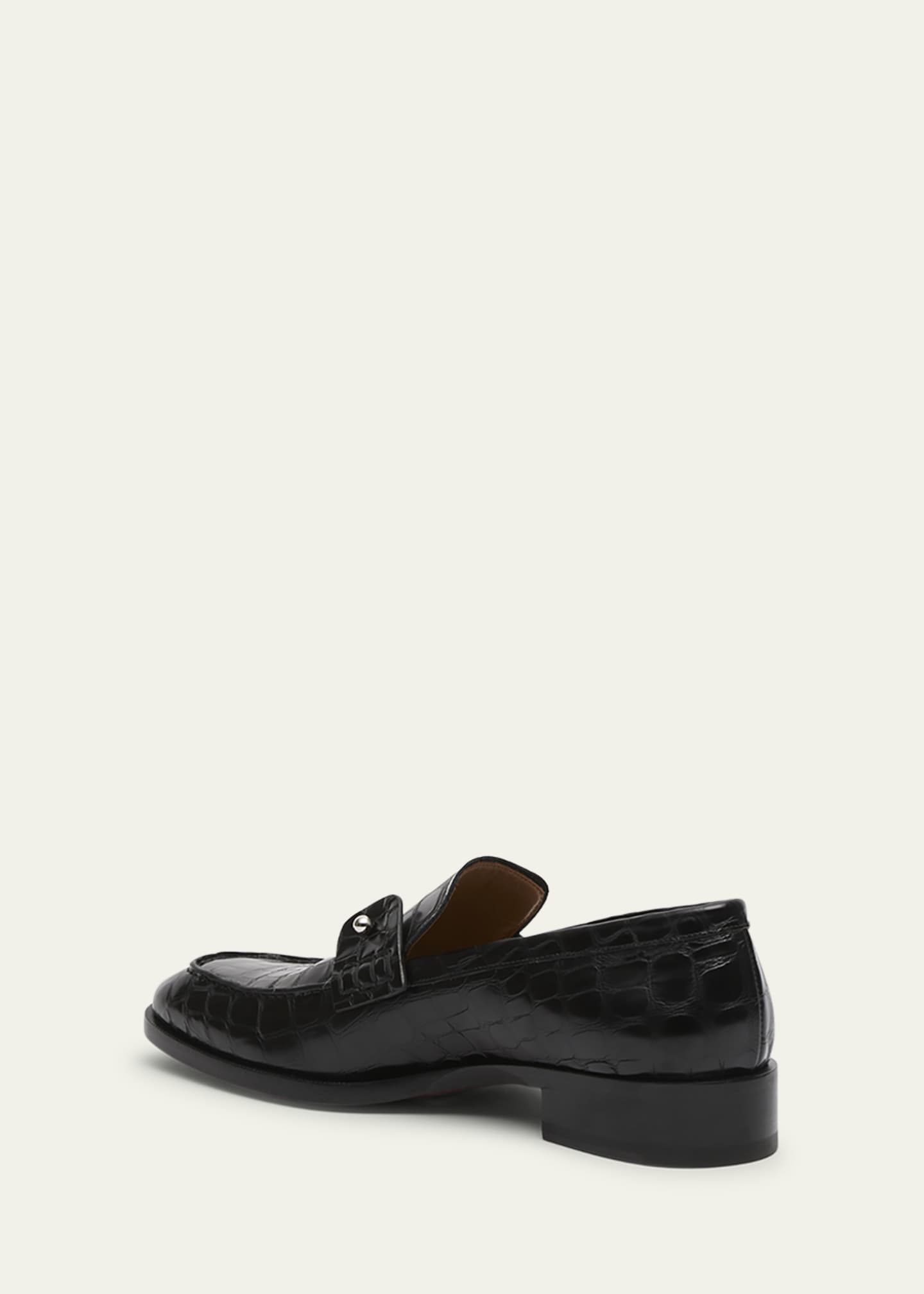 Christian Louboutin Men's Chambelimoc Croc-Embossed Leather Loafers Image 4 of 6