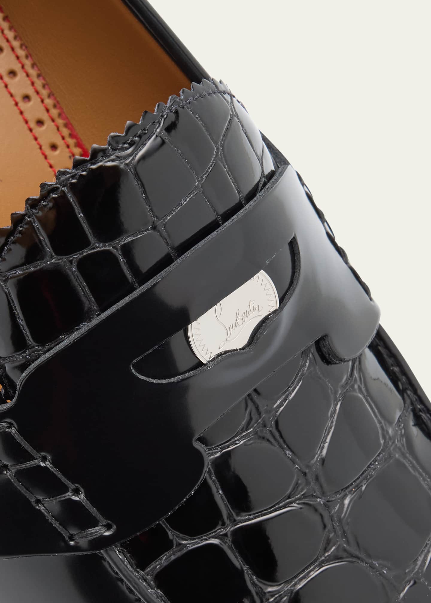 Christian Louboutin Men's Alligator-Print Leather Penny Loafers Image 5 of 6