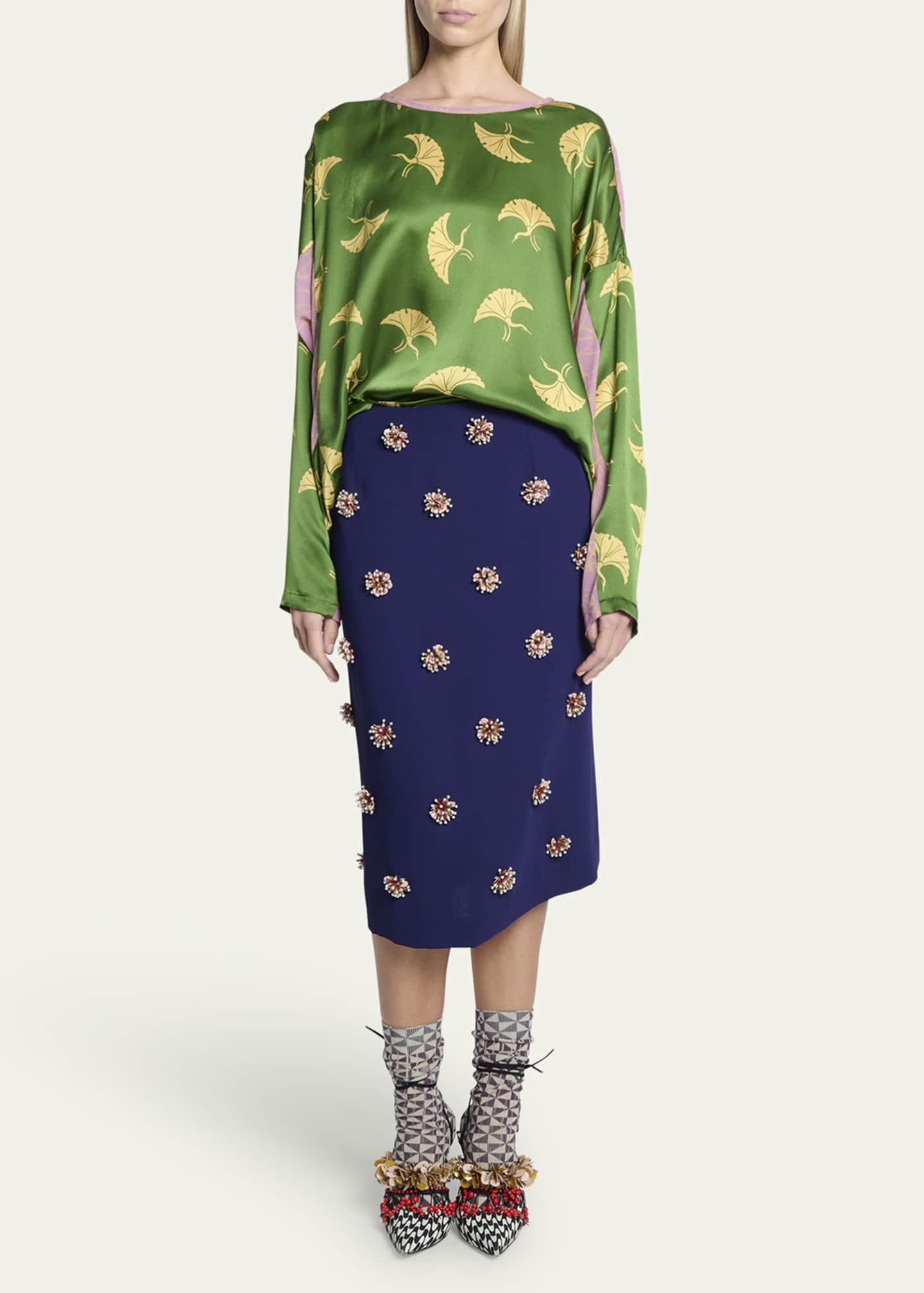 Floral embellished hotsell midi skirt