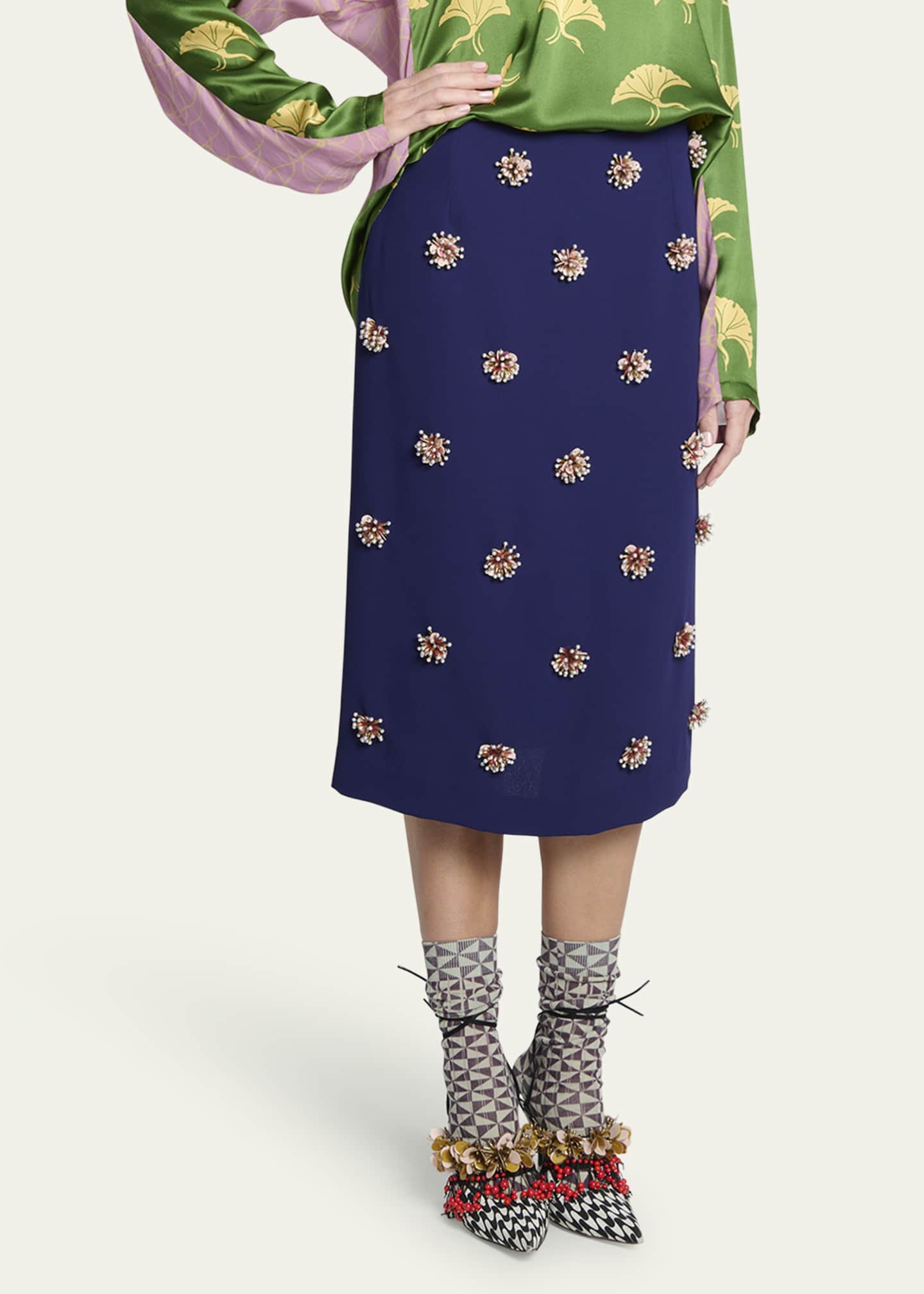 Dries Van Noten Salby Embellished Midi Skirt - Bergdorf Goodman