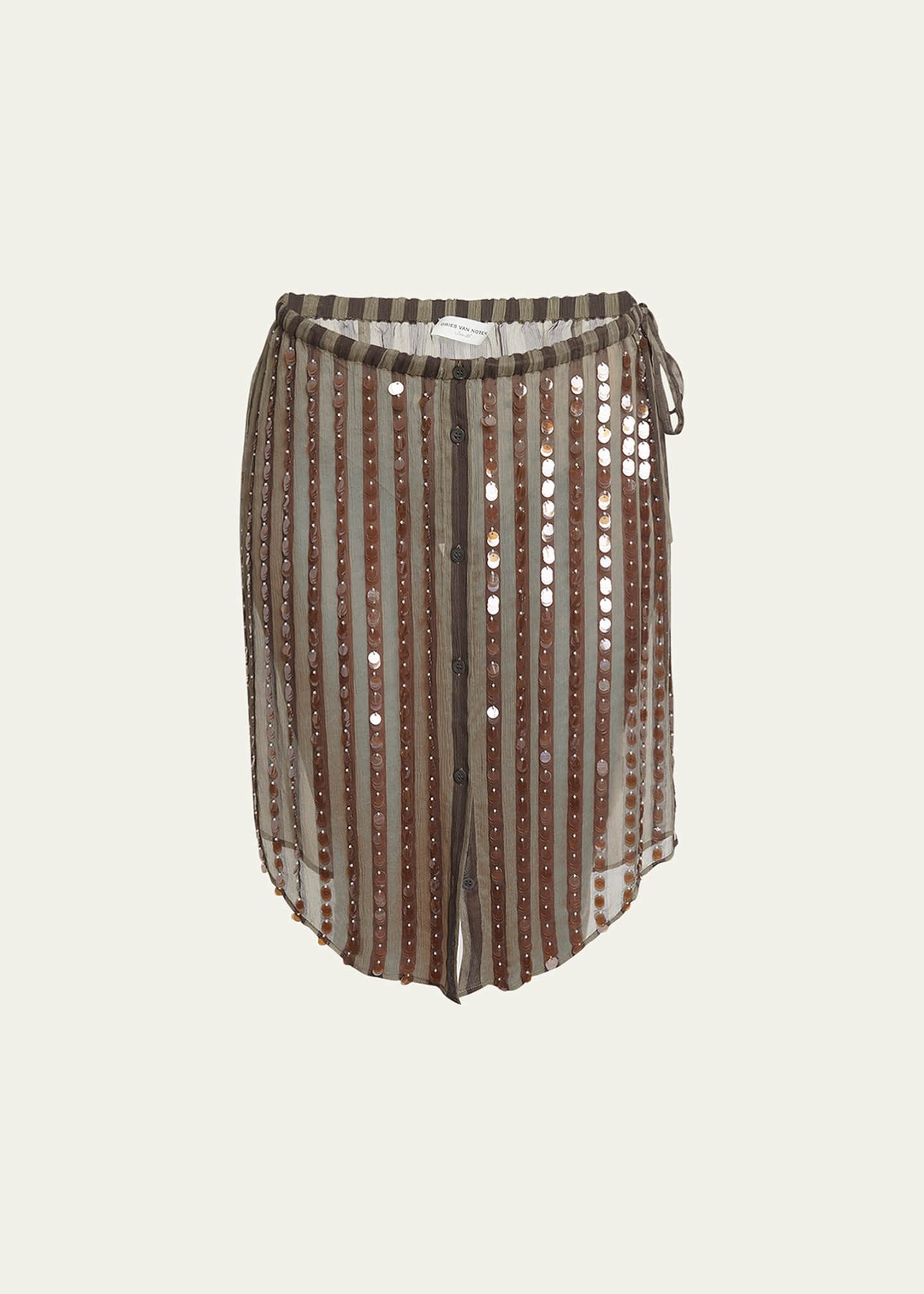 Dries Van Noten Shirty Embellished Sheer Midi Skirt - Bergdorf Goodman