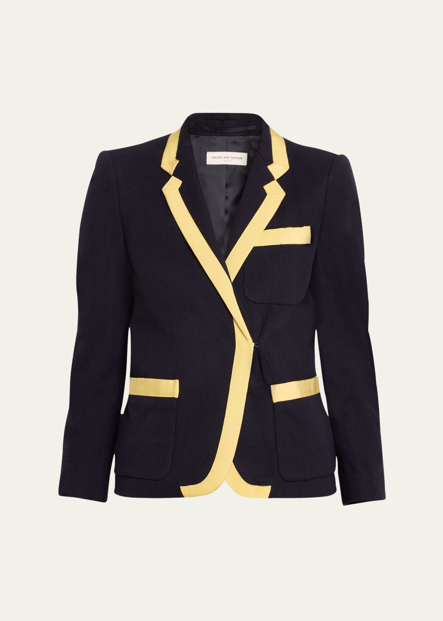 Dries Van Noten Bessie Tape Trim Wool Blazer Image 1 of 5
