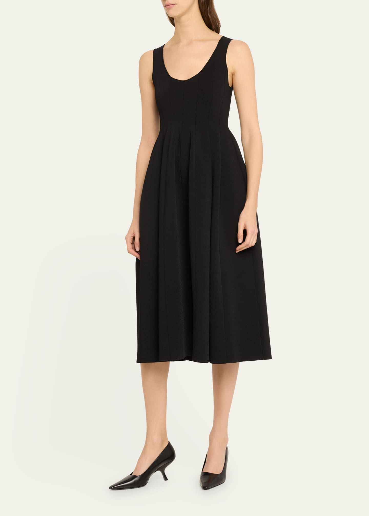 Spark Backless Flared Midi Dress - Thumbnail 4