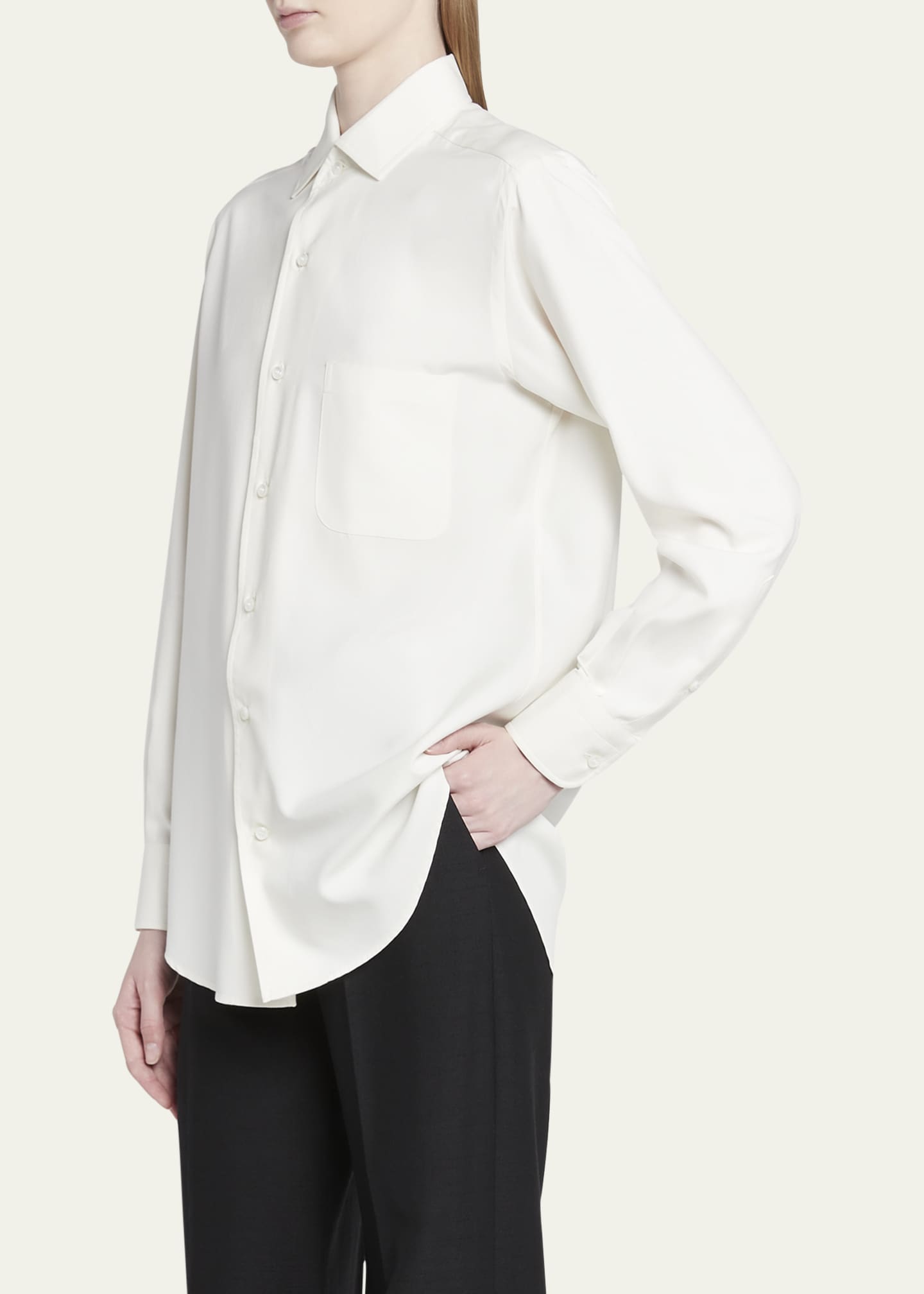 Loro Piana Andre Button Down Silk Blouse Image 4 of 5