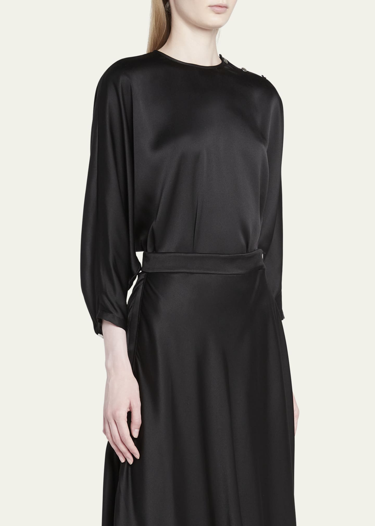 Loro Piana Valery Button Shoulder Silk Blouse - Bergdorf Goodman