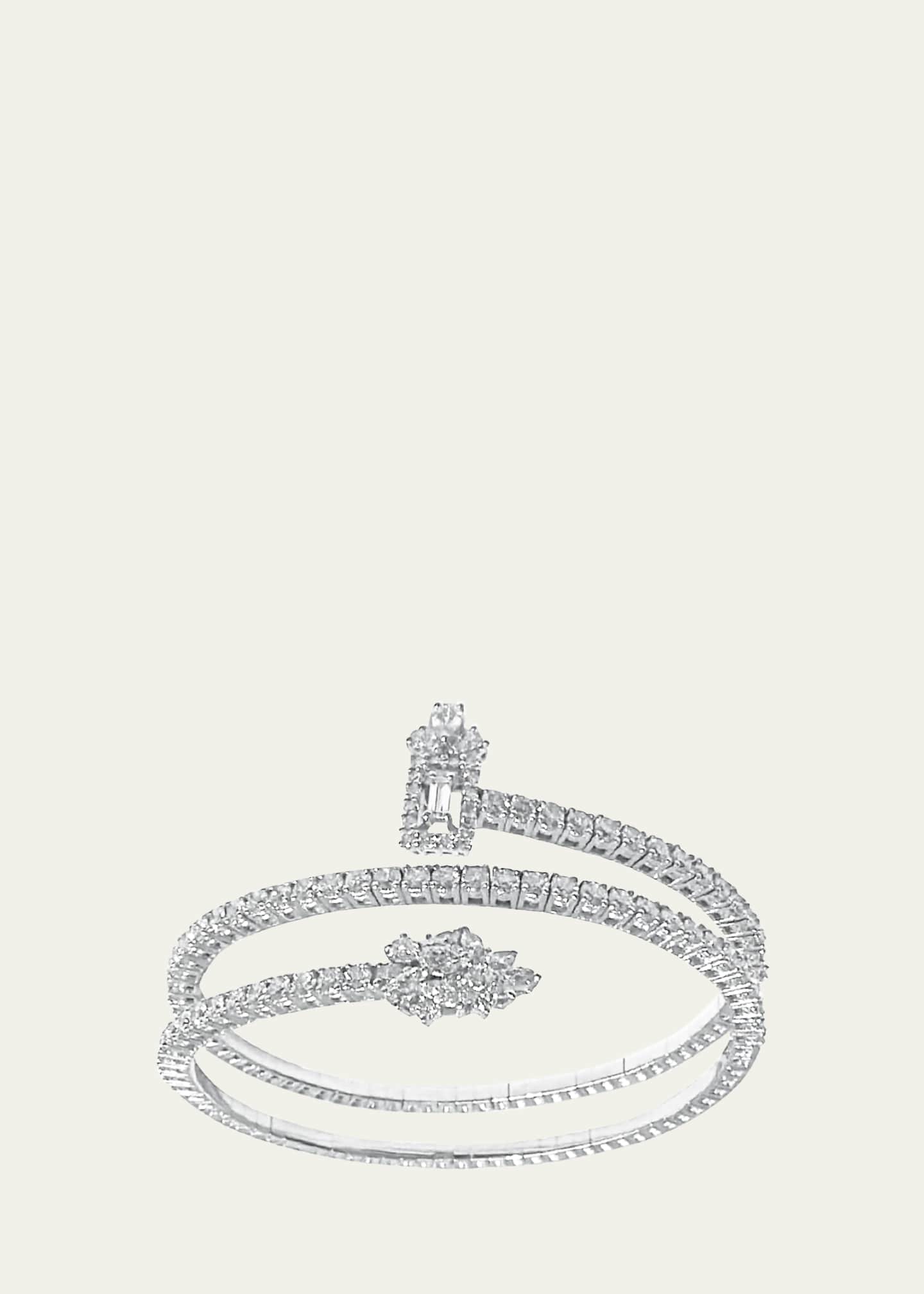 Yeprem 18K White Gold Mixed Diamond Coil Bracelet