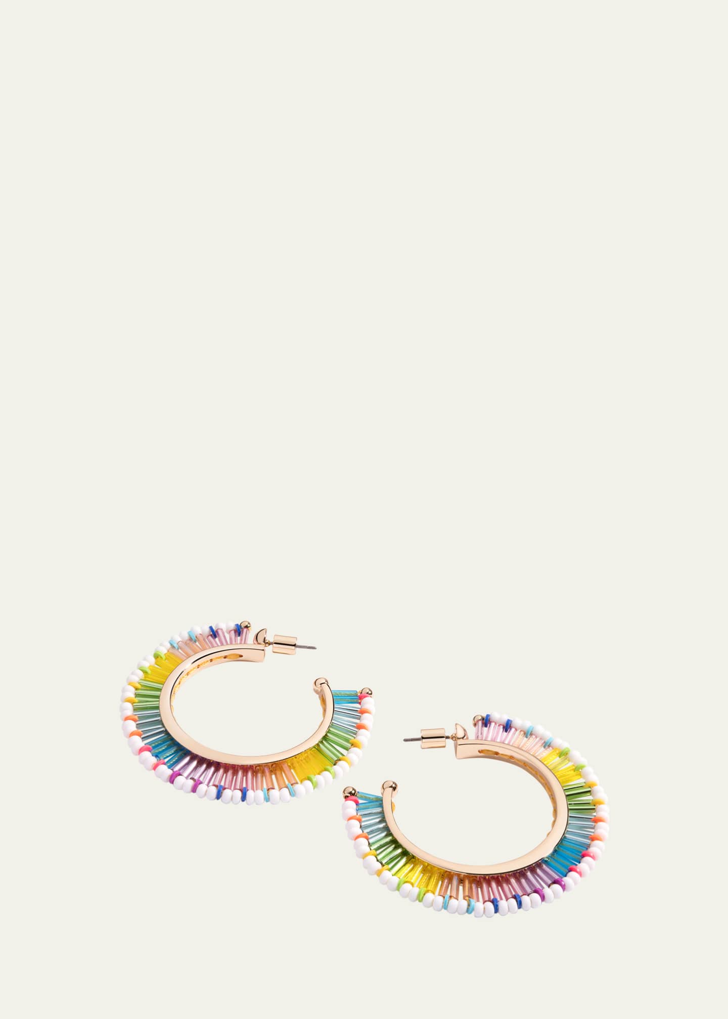 Elsie Frieda Fringe Hoop Earrings in White Bright