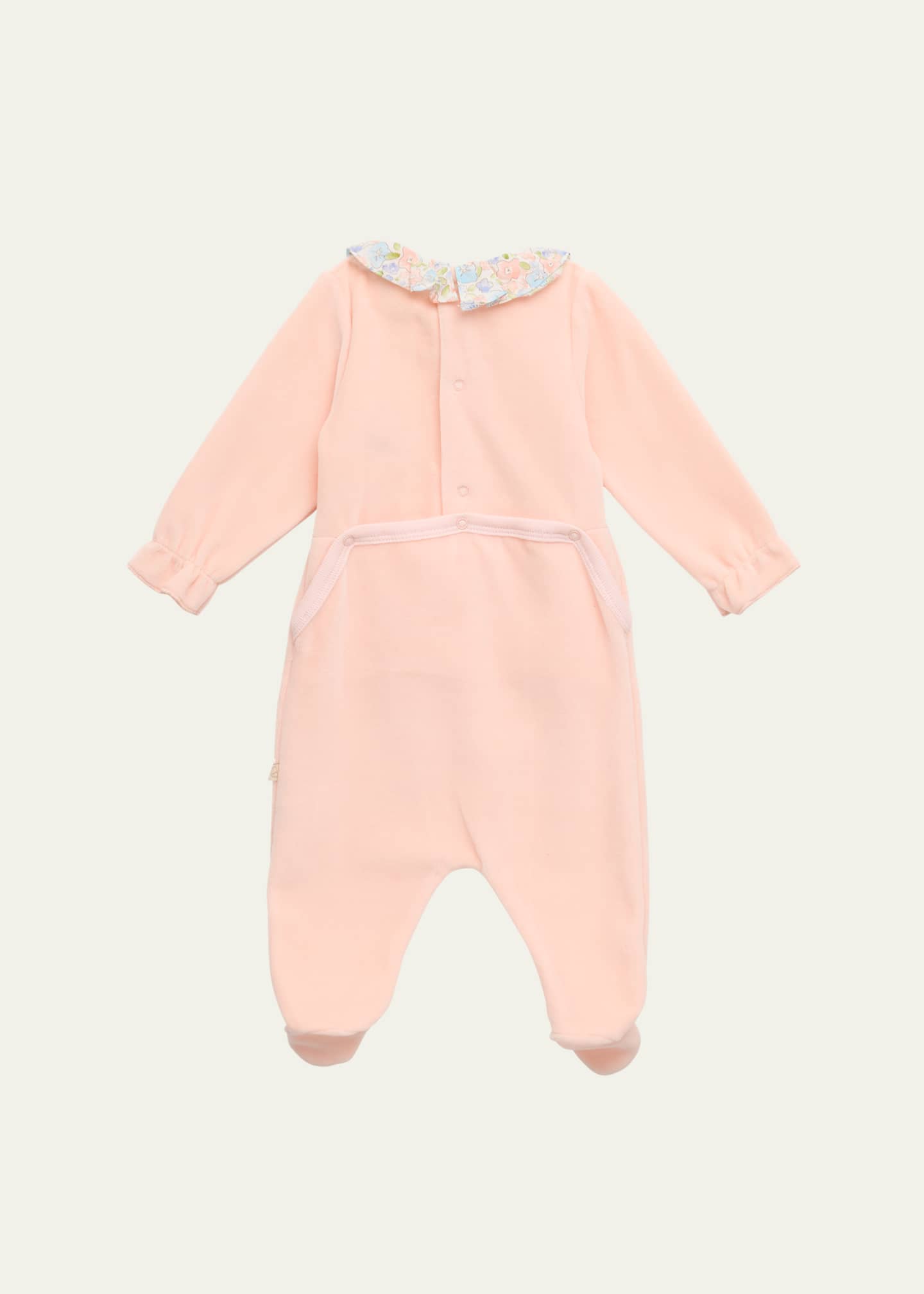 Marie Chantal Girl's Olympia Ruffle-Trim Velour Coverall, Size Newborn-18M Image 2 of 3