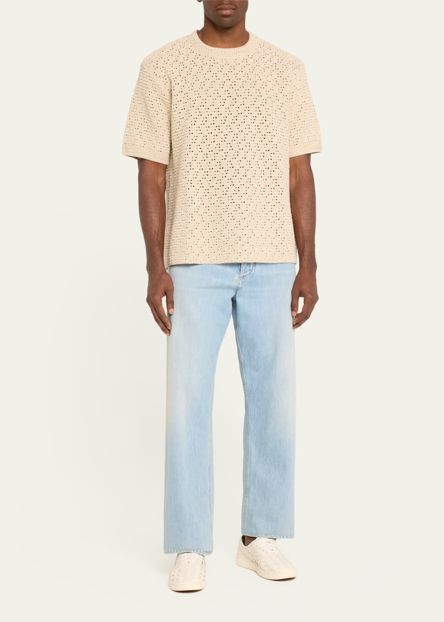 Bottega Veneta Men's Paper Textured Knit T-Shirt Image 2 of 5