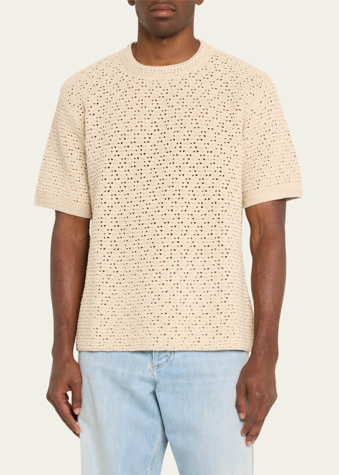 Bottega Veneta Men's Paper Textured Knit T-Shirt Image 4 of 5