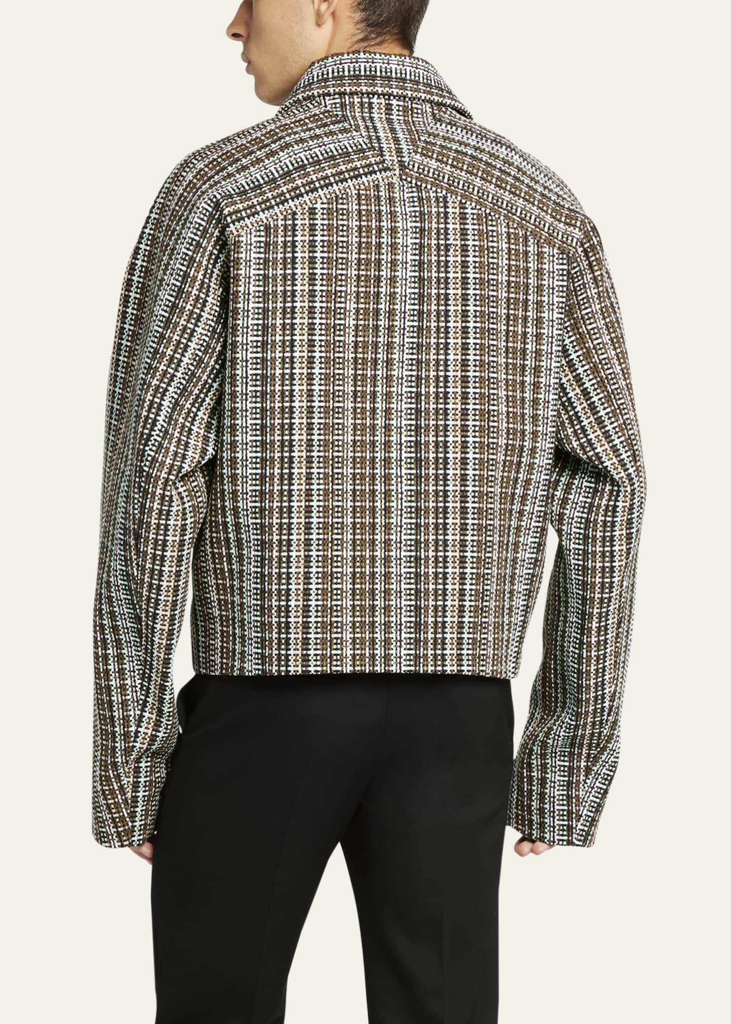 Bottega Veneta Men's Multicolor Check Blouson Jacket Image 3 of 5