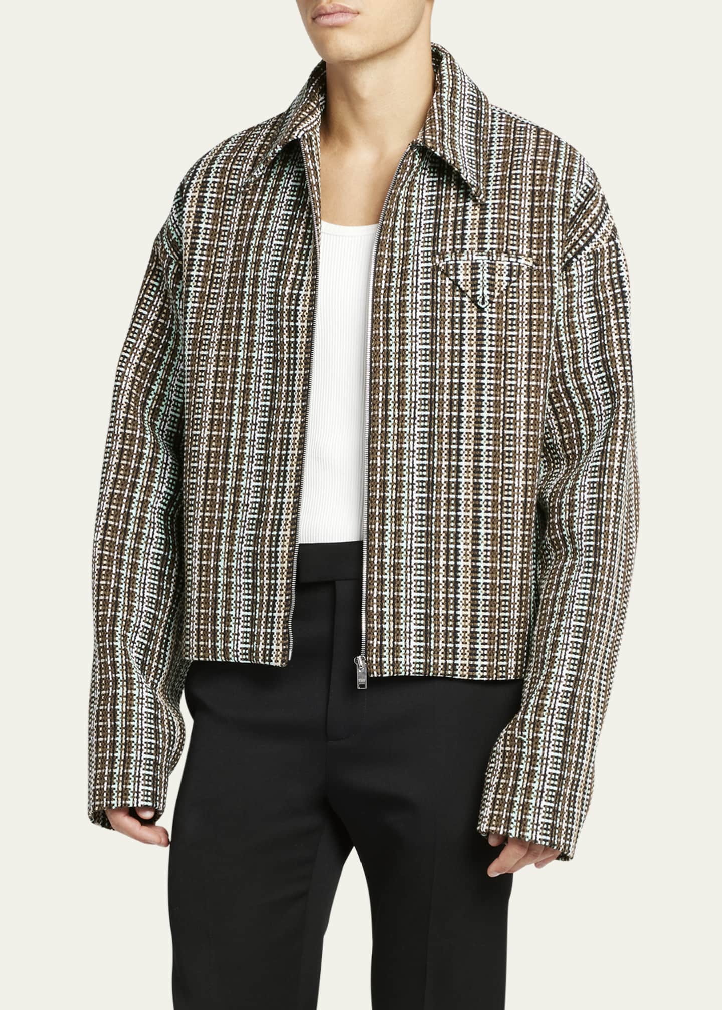 Bottega Veneta Men's Multicolor Check Blouson Jacket Image 4 of 5