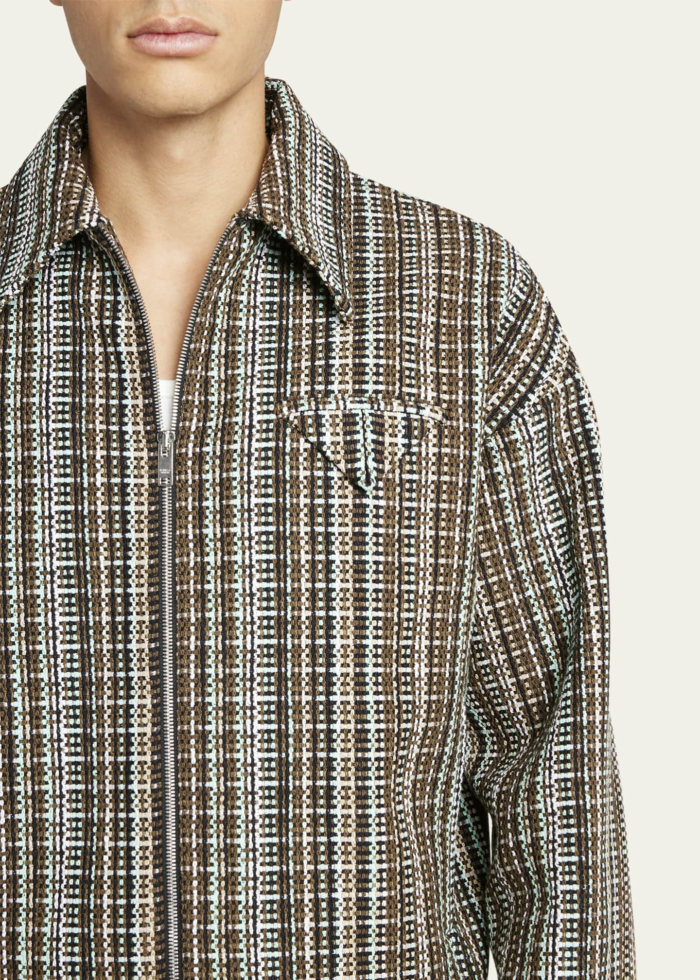 Bottega Veneta Men's Multicolor Check Blouson Jacket Image 5 of 5