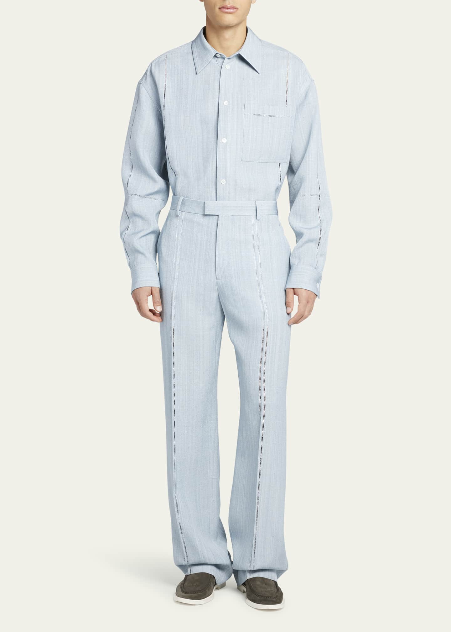 Bottega Veneta Men's Grainy Open Stitch Trousers Image 2 of 5
