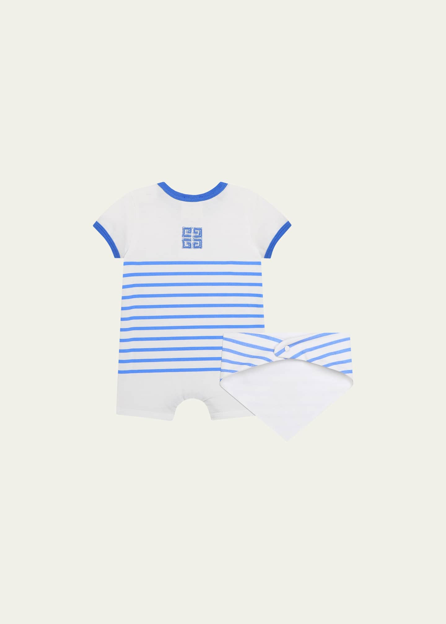 Givenchy Boy's Striped 4G Embroidered Overall Set, Size 1M-18M Image 2 of 4