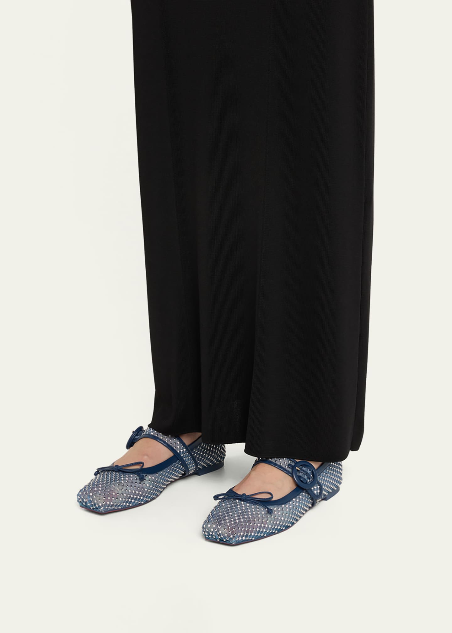 Christian Louboutin Mesh Net Mary Jane Red Sole Ballerina Flats Image 2 of 7
