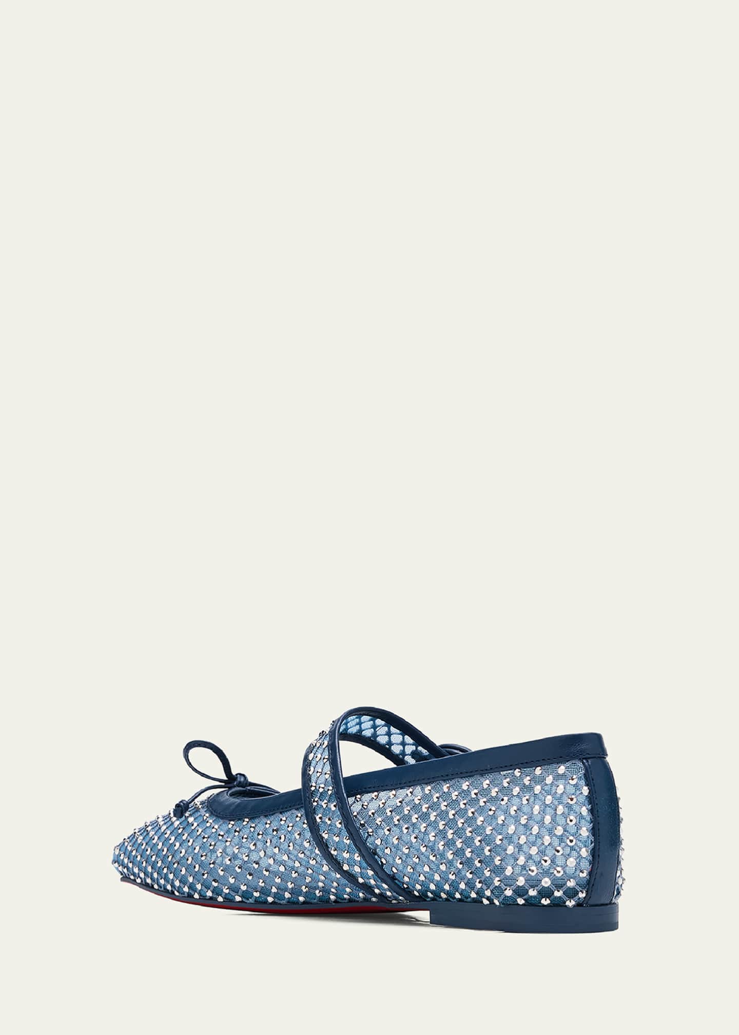 Christian Louboutin Mesh Net Mary Jane Red Sole Ballerina Flats Image 4 of 7
