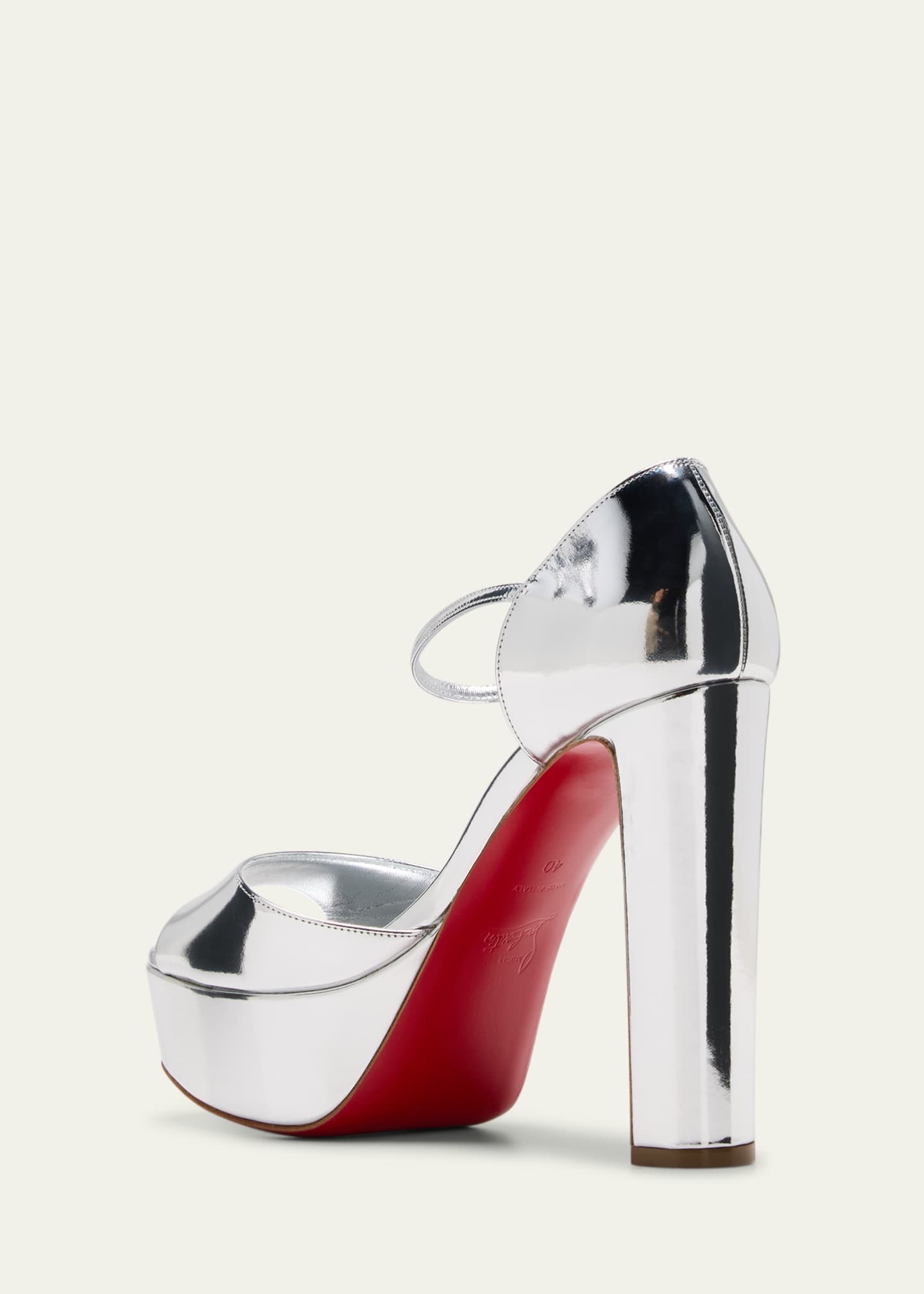Christian Louboutin Sandaloo Metallic Red Sole Platform Sandals Image 4 of 5