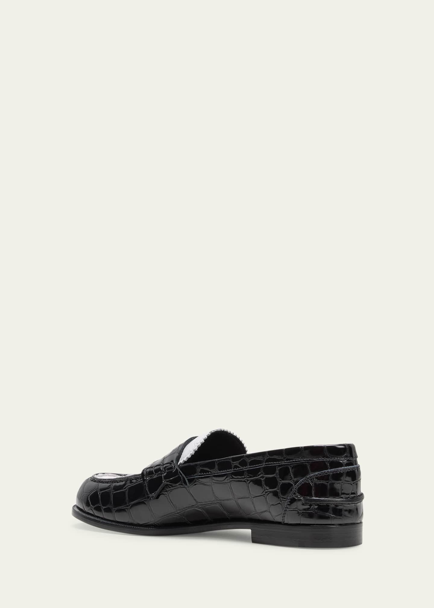 Christian Louboutin Donna Bicolor Croco Red Sole Penny Loafers Image 4 of 5