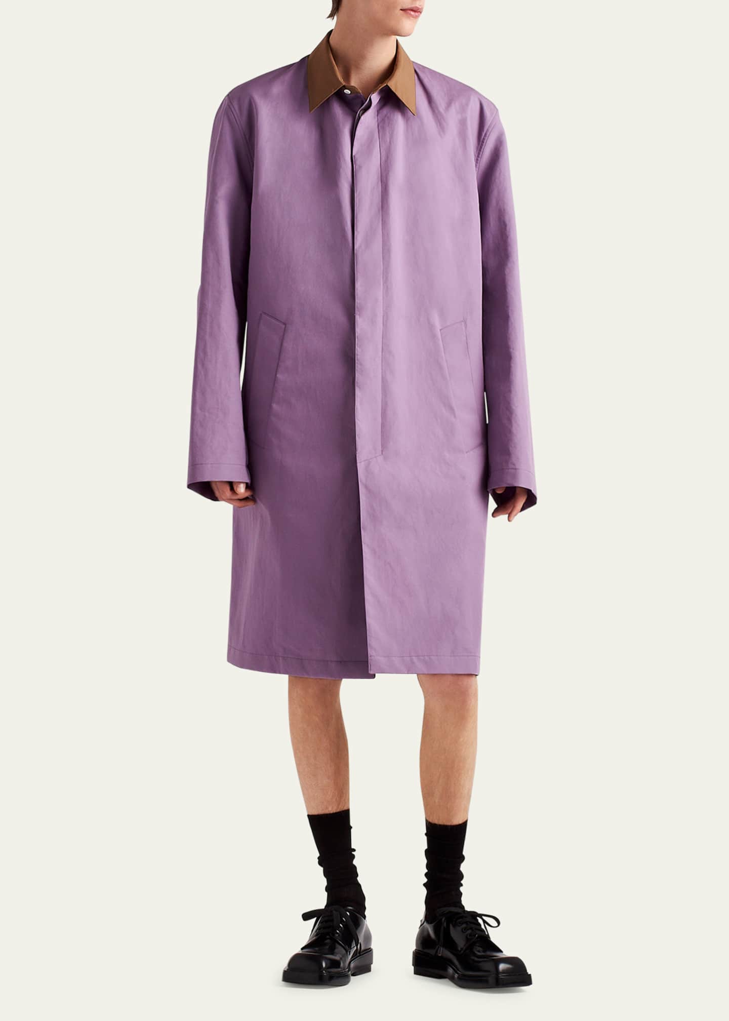 Prada Men s Poplin Double Match Trench Coat Bergdorf Goodman