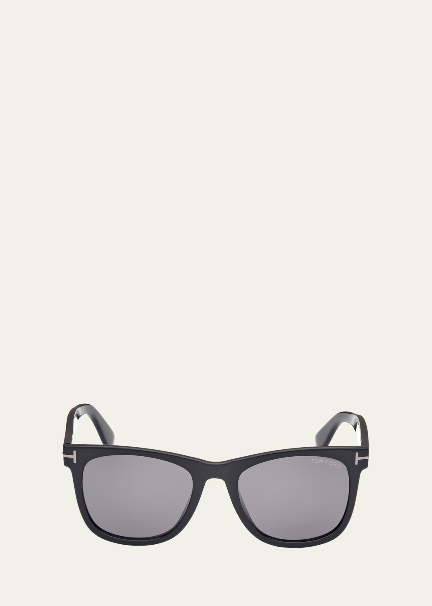 Tom Ford Kevyn 52mm Polarized Square Sunglasses Shiny Black Smoke