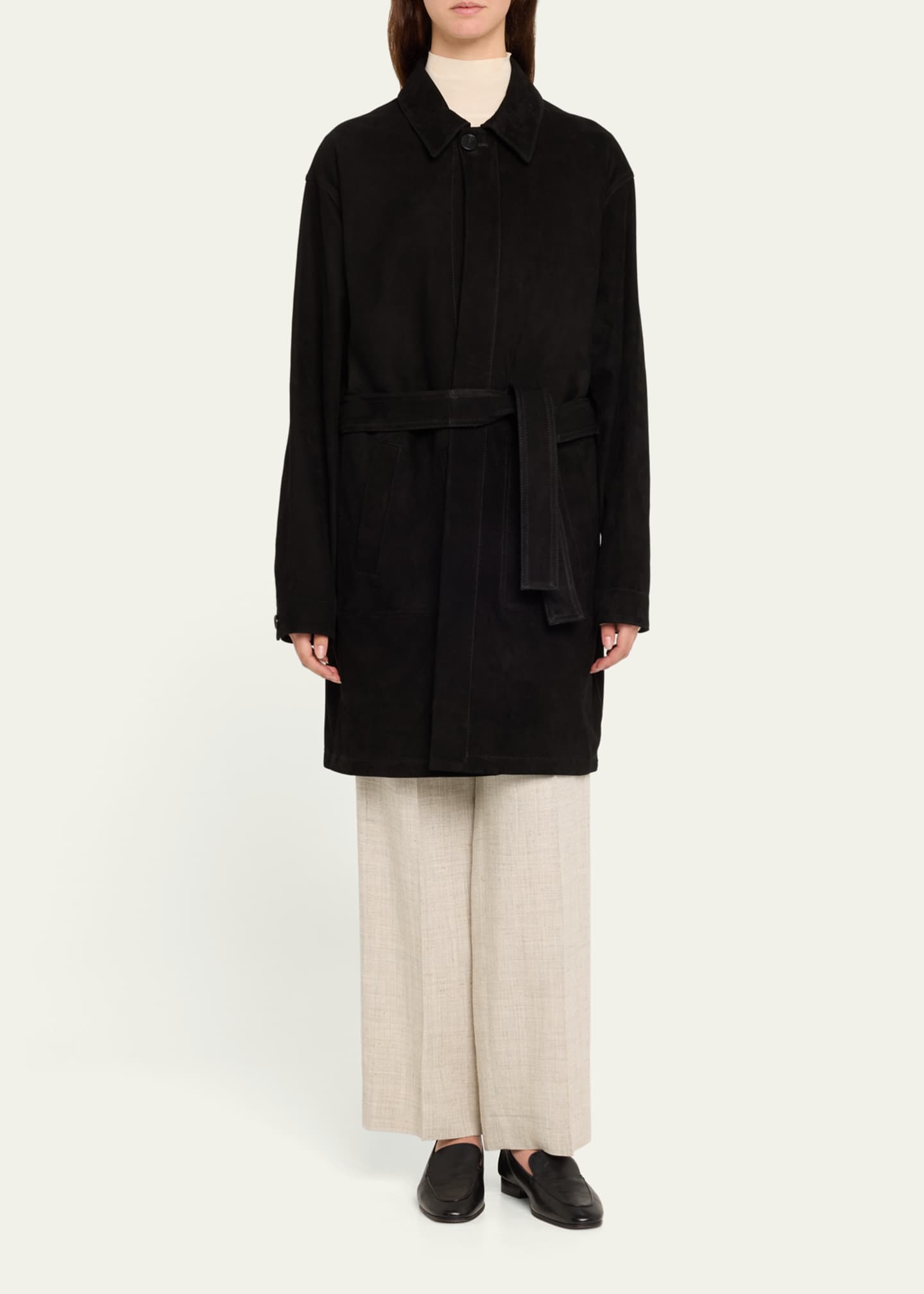 SETCHU Reversible Suede Leather Belted Coat Image 2 of 5