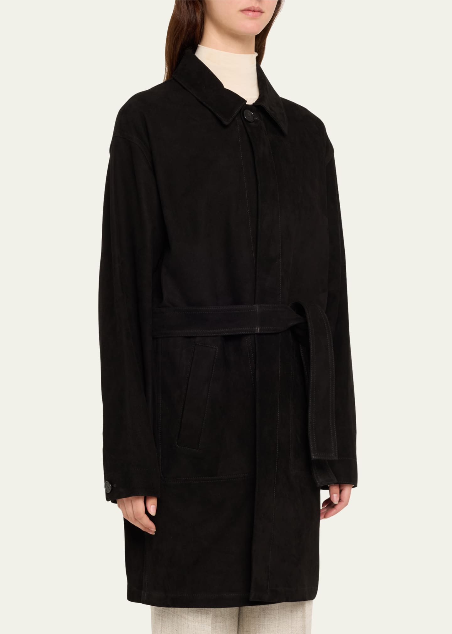 SETCHU Reversible Suede Leather Belted Coat Image 4 of 5