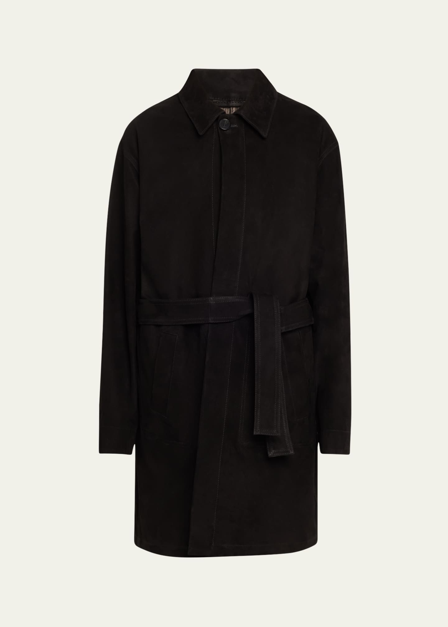 SETCHU Reversible Suede Leather Belted Coat Image 1 of 5