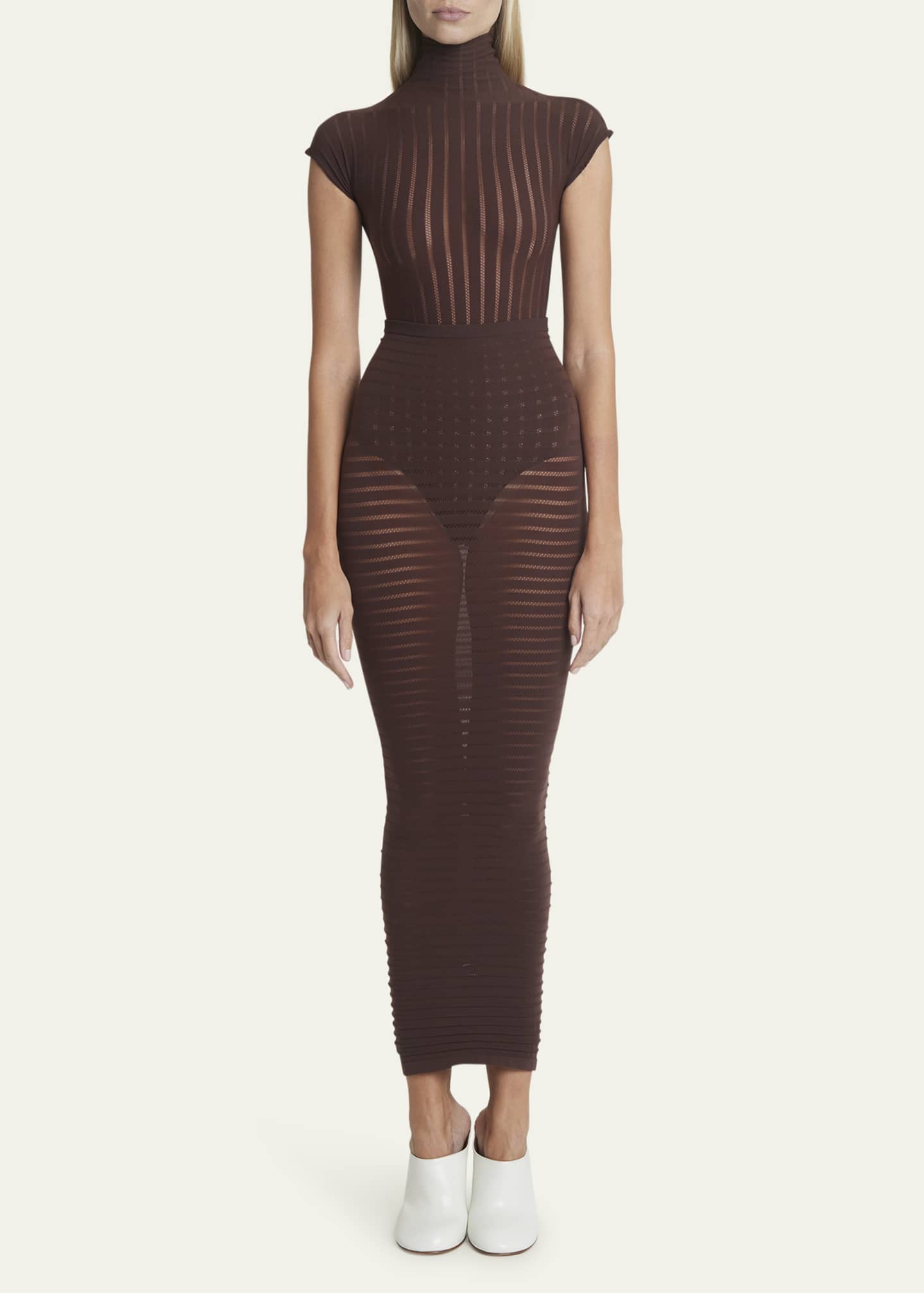 Alaia Striped Sheer Knit Bodysuit Bergdorf Goodman 