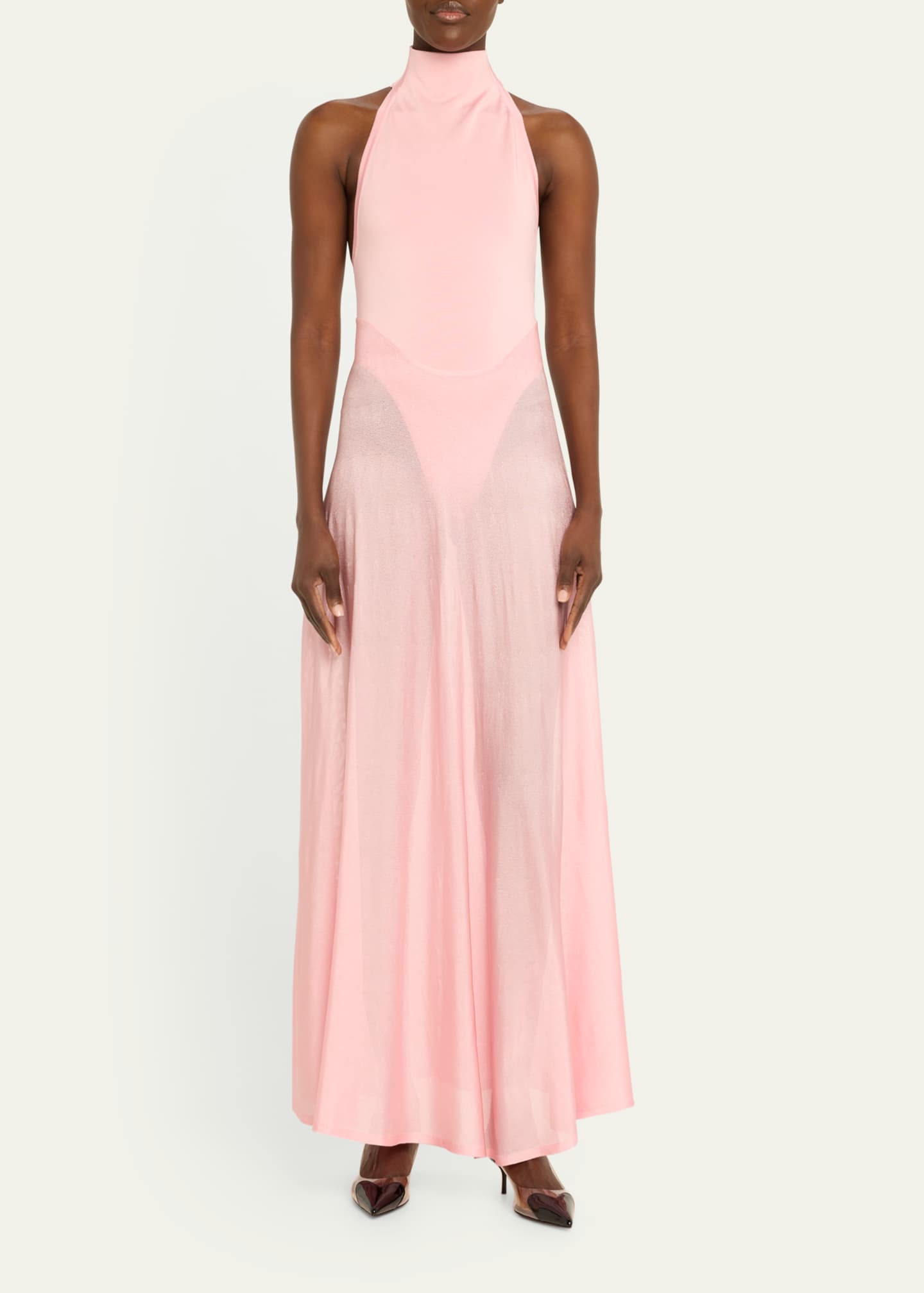 Mapale 4572 Alaia Sheer Halter Neck Dress