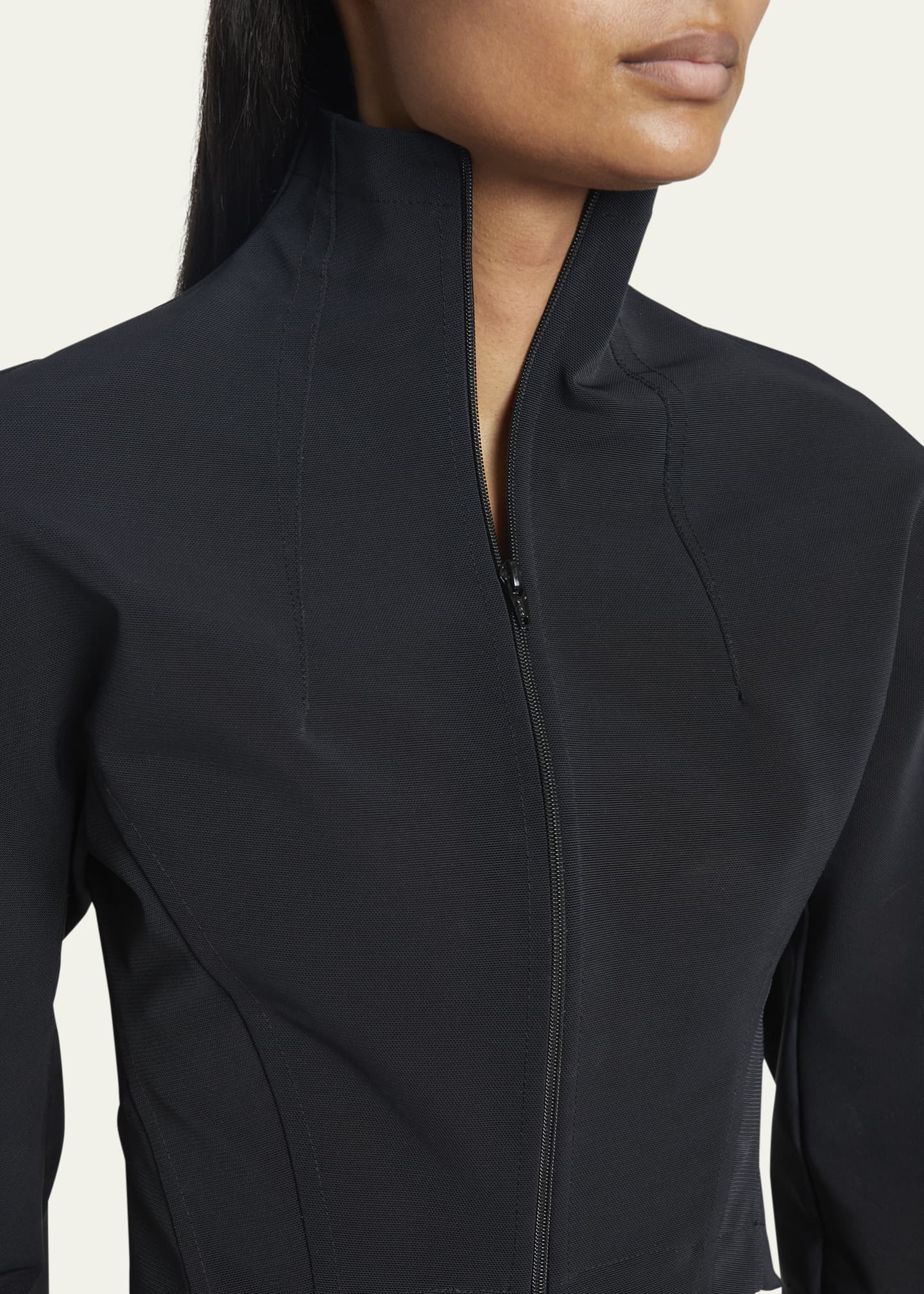 High low zip up jacket top