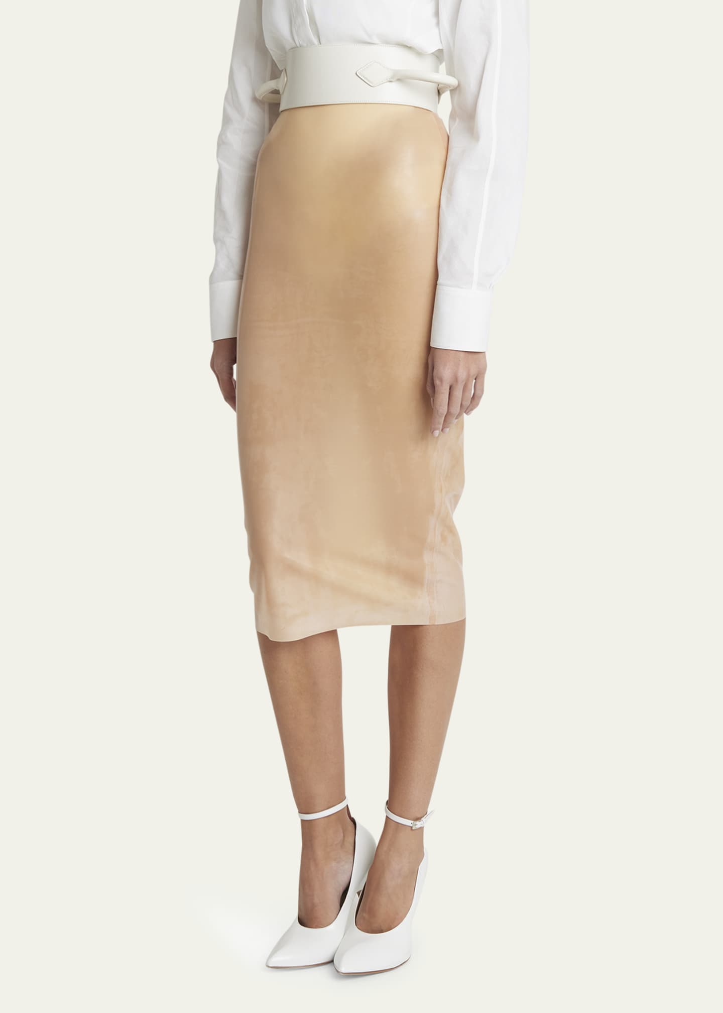 Beige latex skirt online