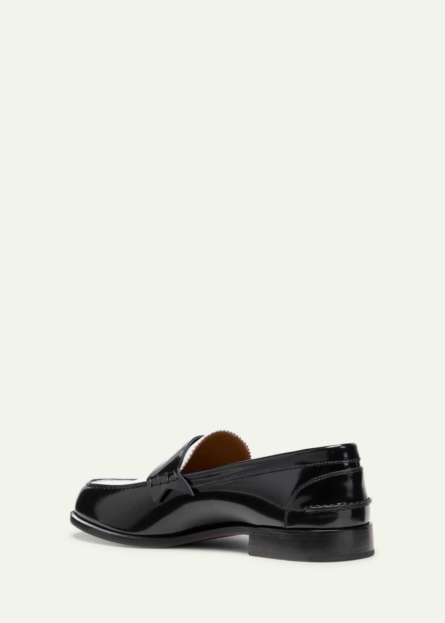 Christian Louboutin Men's Leather Bicolor Penny Loafers Image 4 of 4