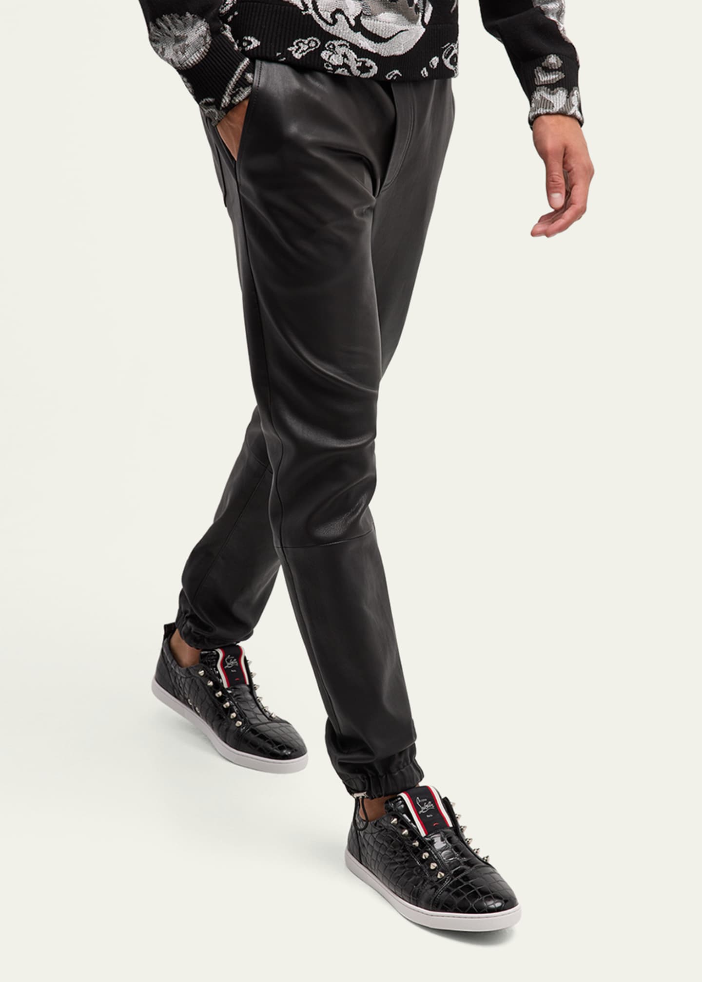 Christian Louboutin Men's F.A.V Fique A Vontade Croc-Effect Slip-On Sneakers Image 2 of 6