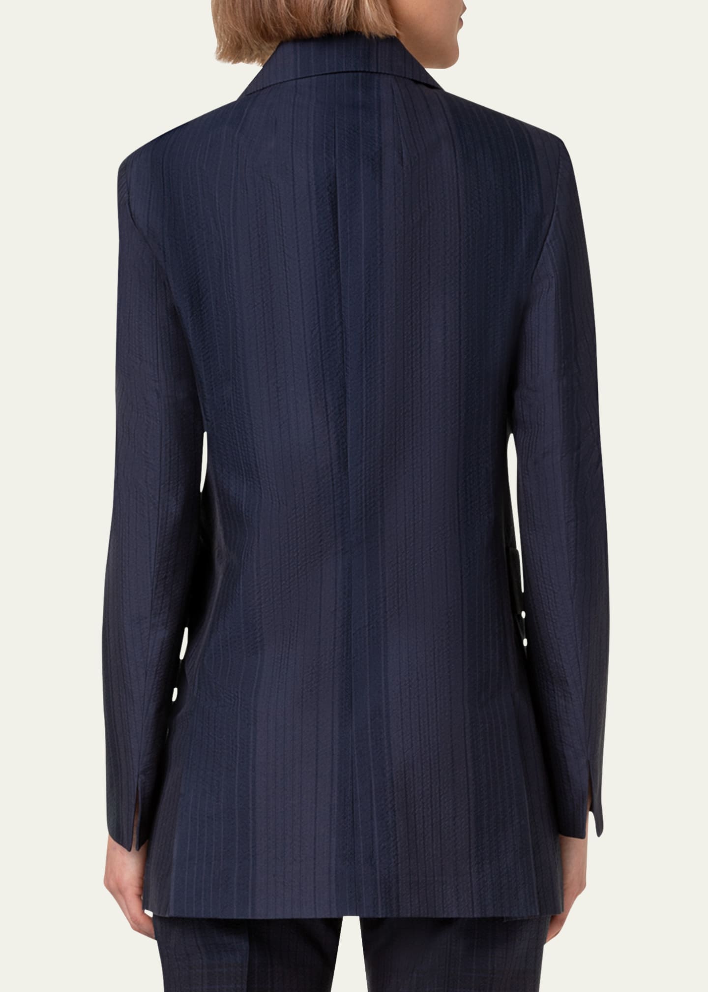 Akris Alvina Blackwatch Seersucker Blazer Jacket Image 3 of 5