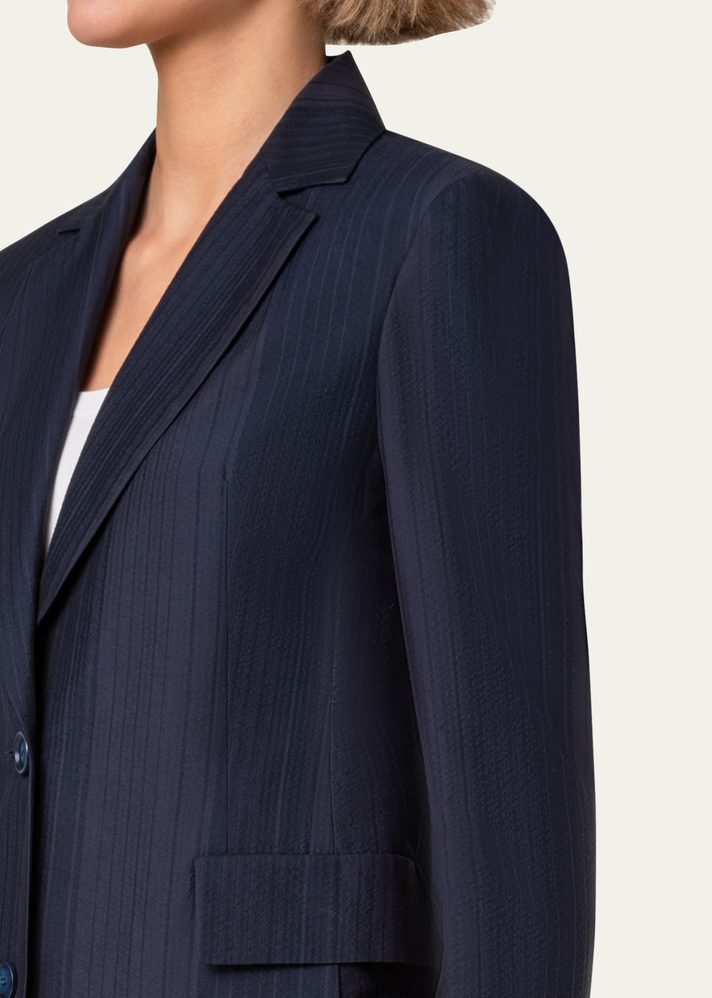 Akris Alvina Blackwatch Seersucker Blazer Jacket Image 5 of 5