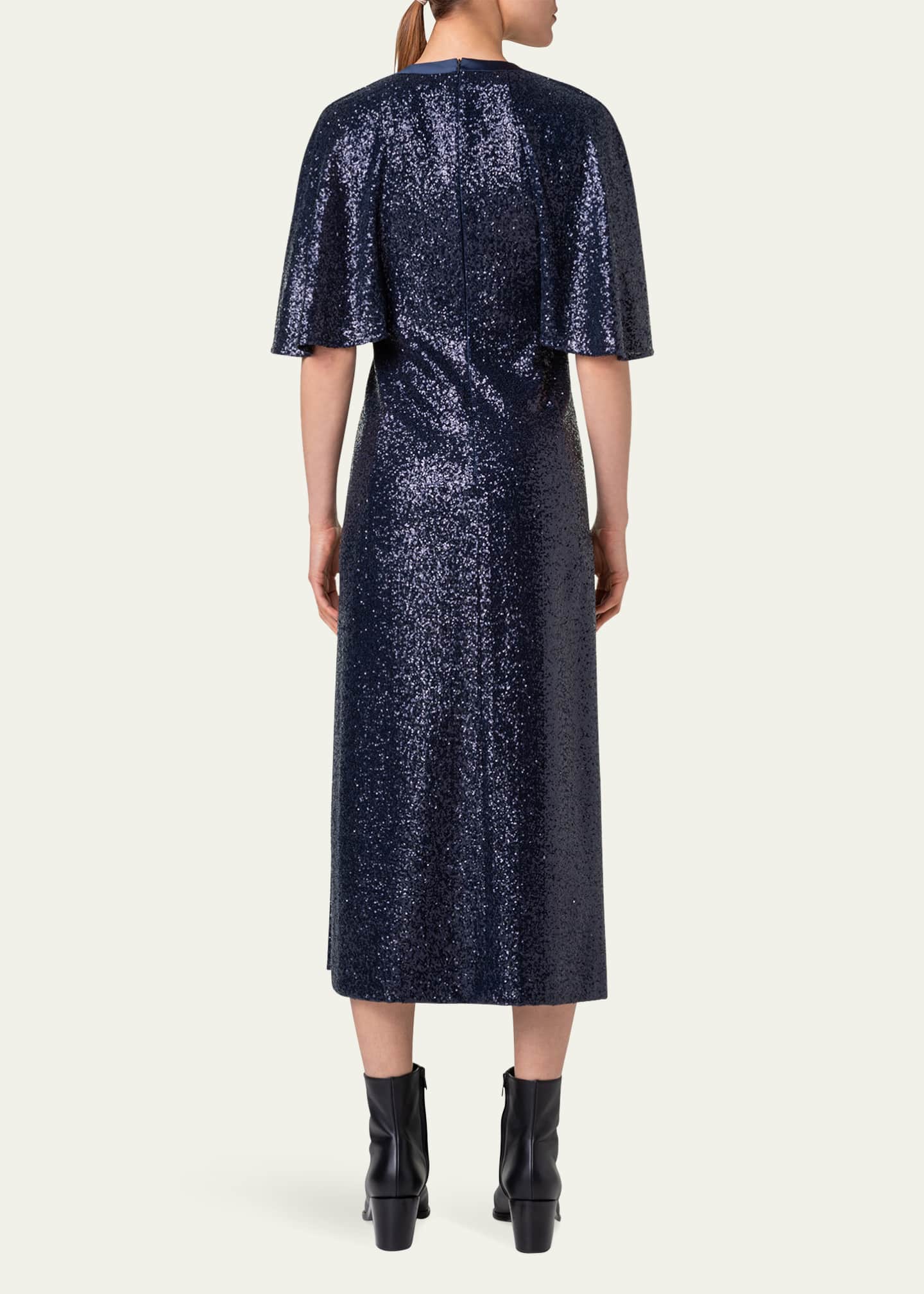 Akris Sequin Jersey Cape Dress Image 3 of 5