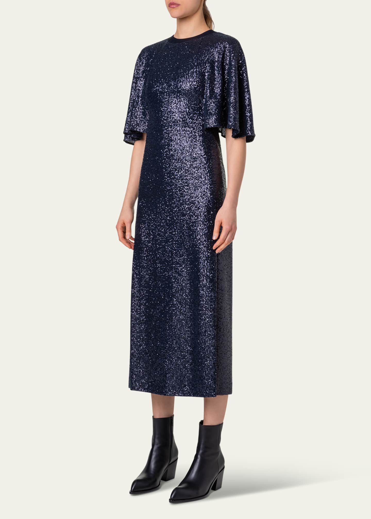 Akris Sequin Jersey Cape Dress Image 4 of 5