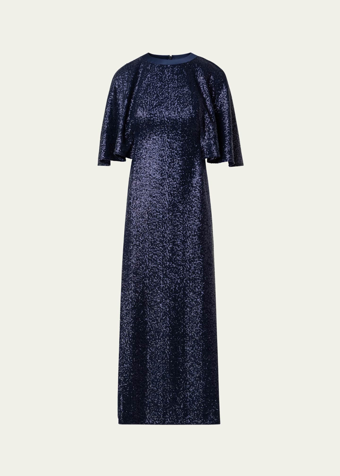 Akris Sequin Jersey Cape Dress Image 1 of 5