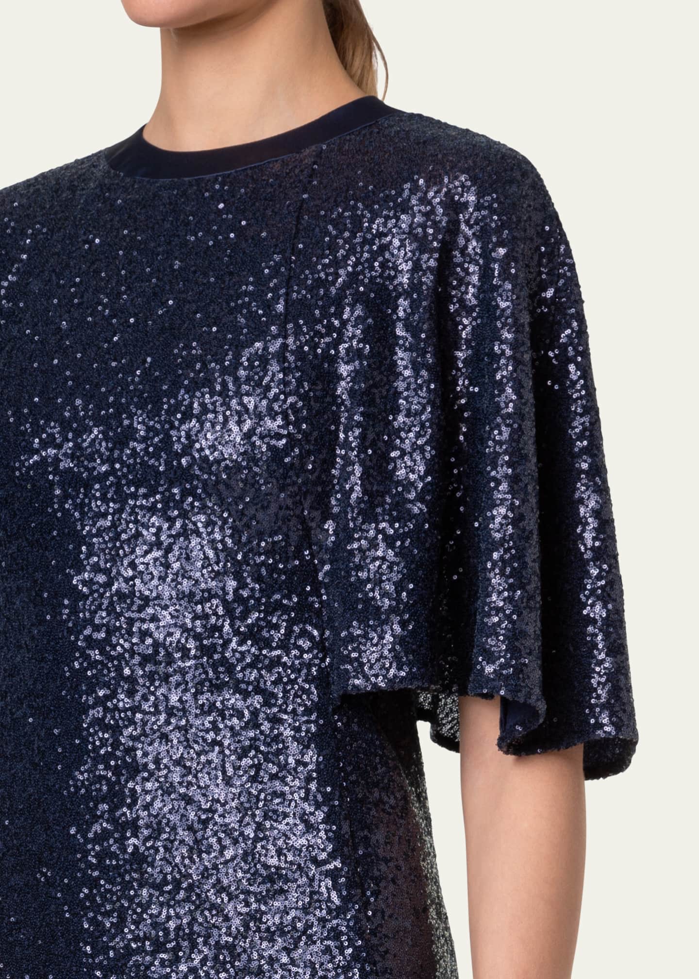 Akris Sequin Jersey Cape Dress Image 5 of 5