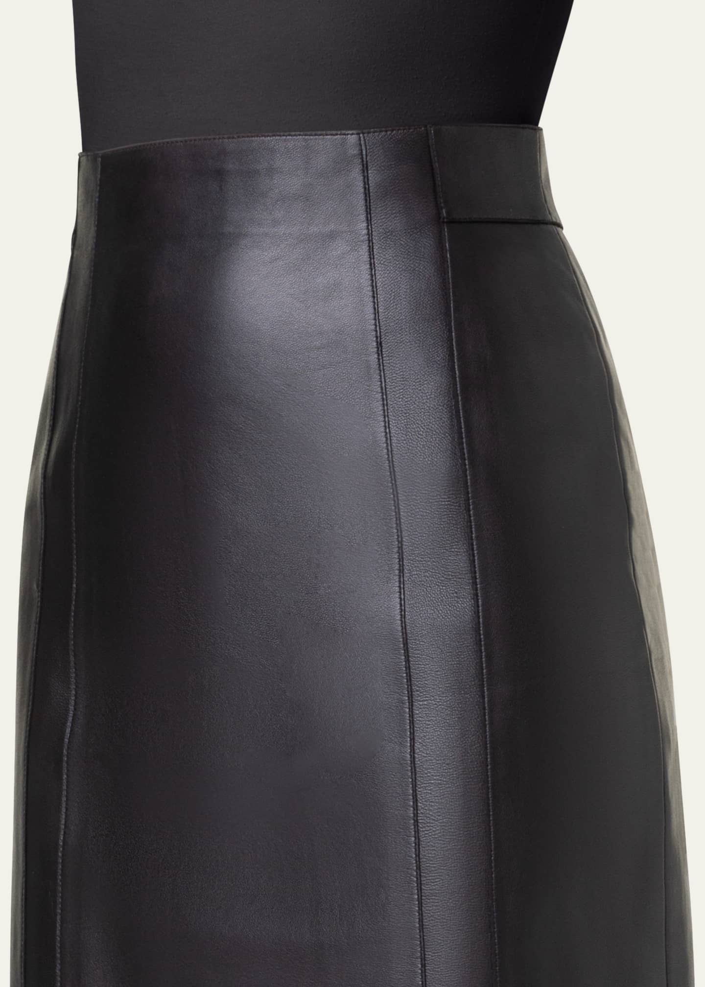 Akris Lambskin Leather Short Pencil Skirt Image 5 of 5