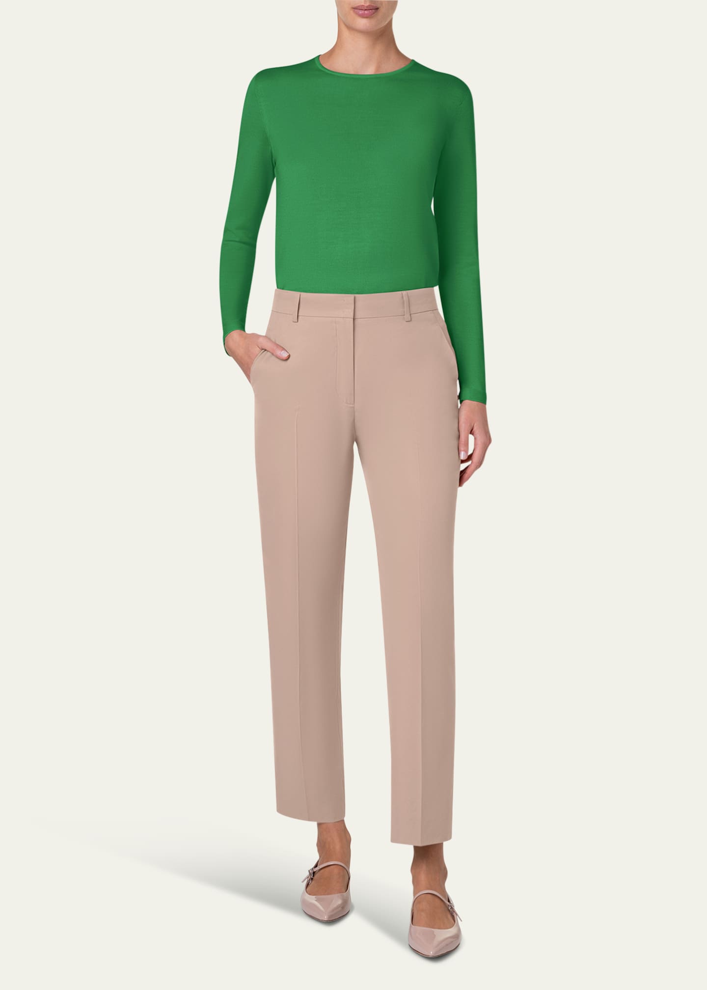 Akris Flavin Cotton Techno Gabardine Tapered-Leg Ankle Pants Image 2 of 5