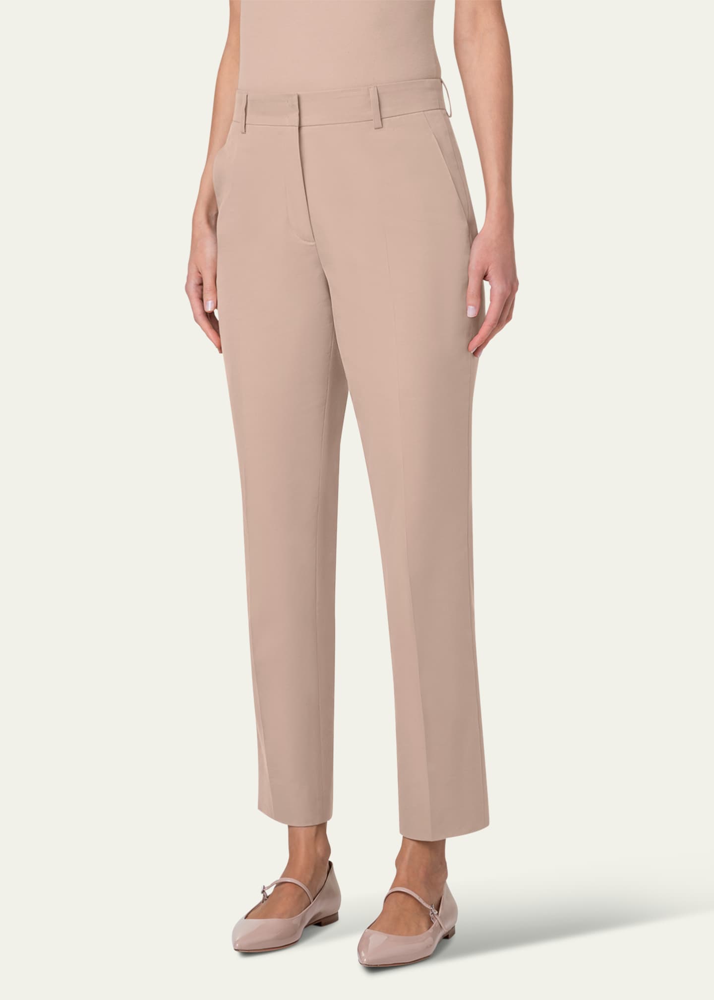 Akris Flavin Cotton Techno Gabardine Tapered-Leg Ankle Pants Image 4 of 5