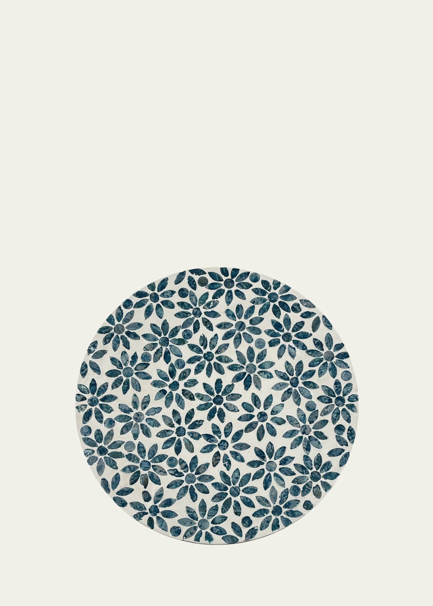 Nomi K Blue Floral Shell Placemat, 15" Round Image 1 of 2