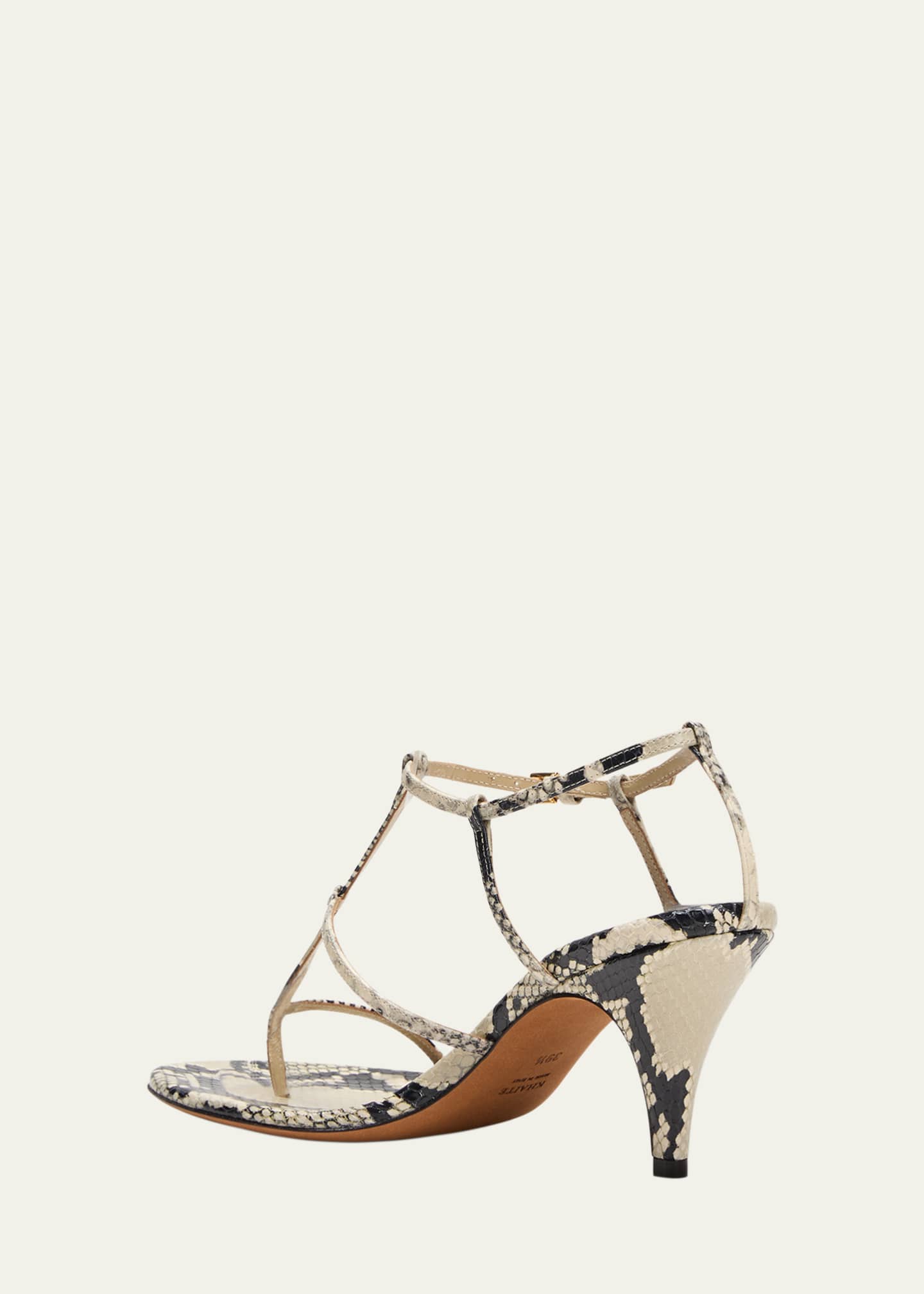Khaite Python-Embossed Leather T-Strap Sandals - Bergdorf Goodman