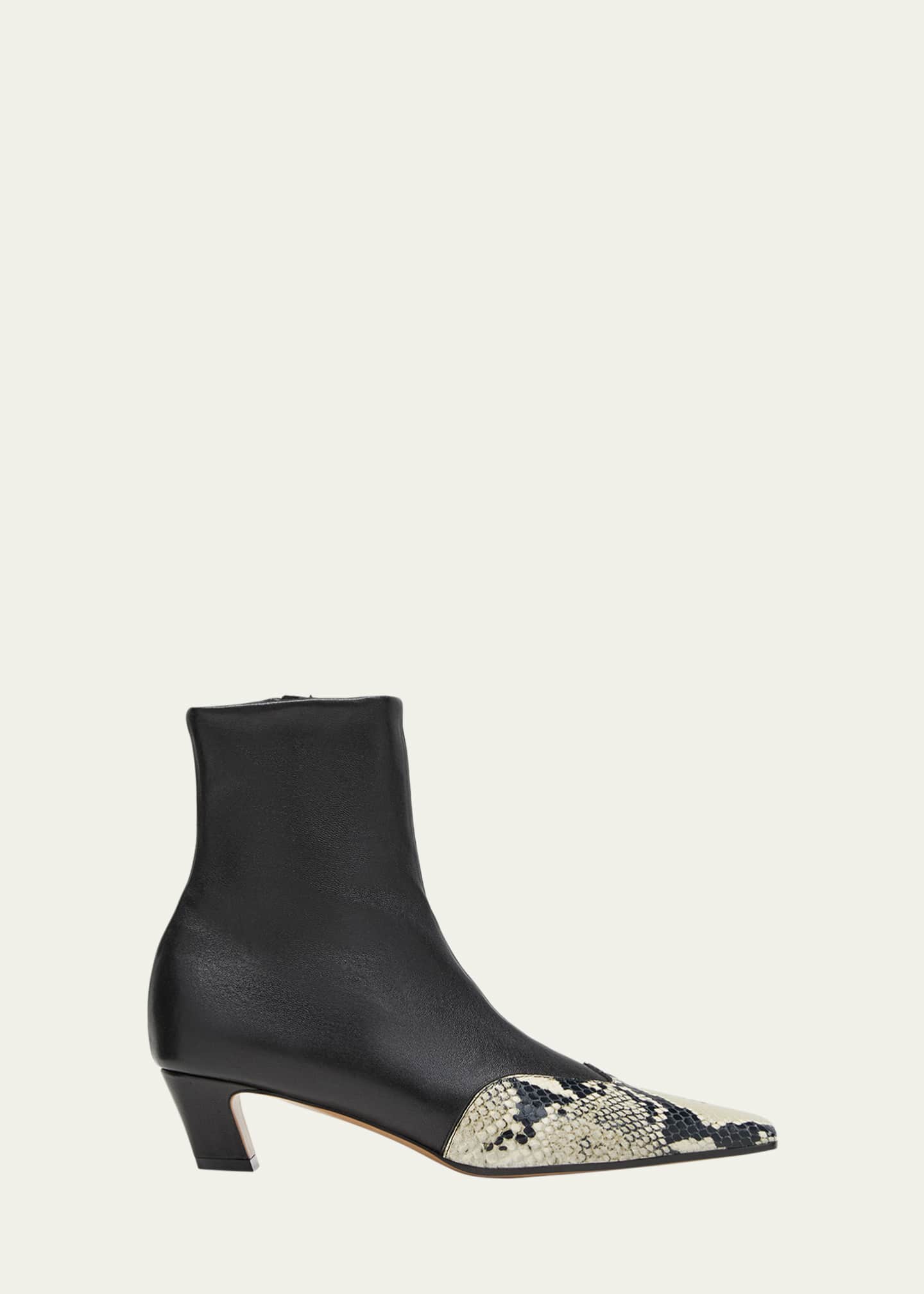 Khaite Dallas Mixed Leather Ankle Boots
