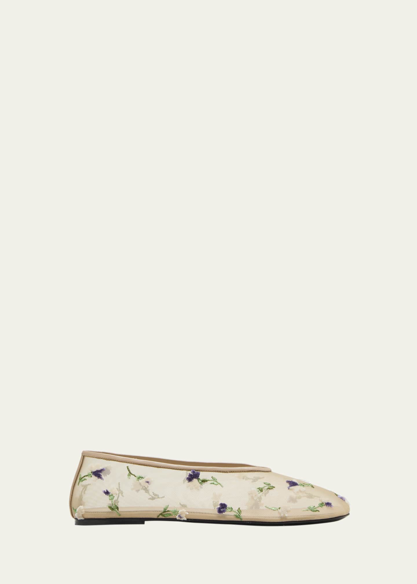 Khaite Marcy Flower Embroidered Mesh Ballerina Flats Bergdorf Goodman