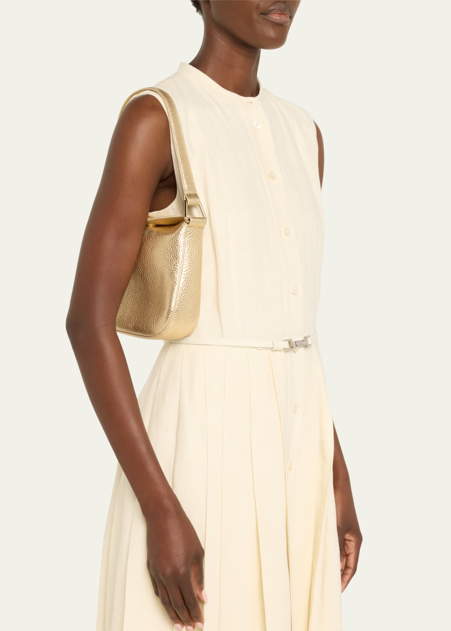 Akris Anna Mini Metallic Leather Hobo Bag Image 2 of 4