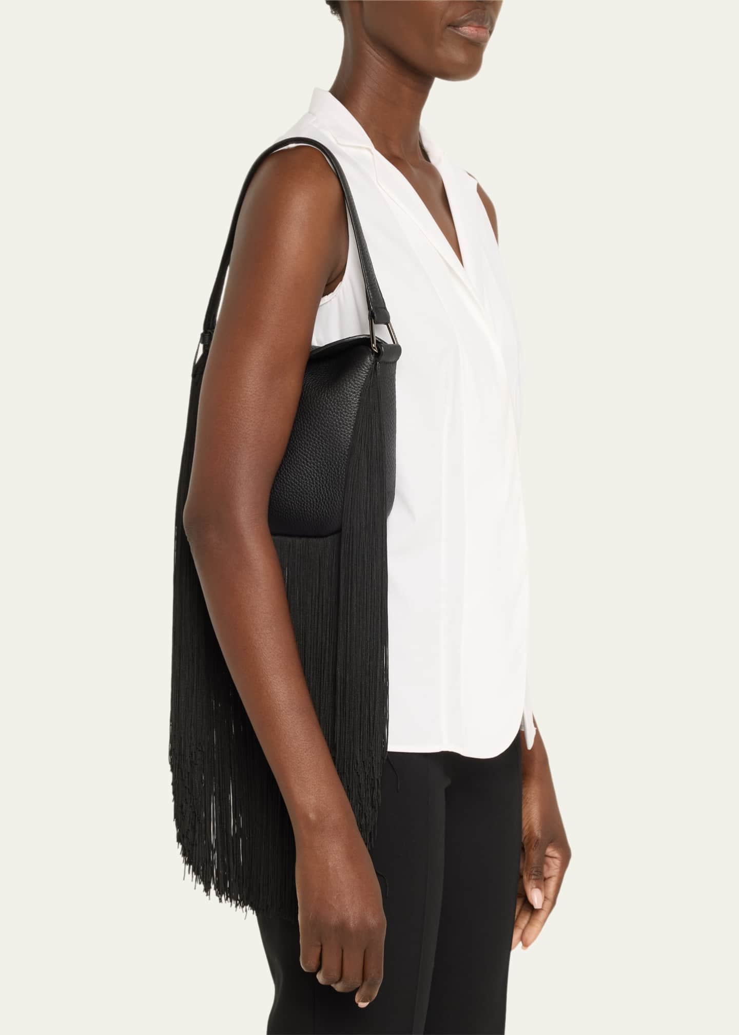 Akris Anna Mini Fringe Leather Hobo Bag Image 2 of 5