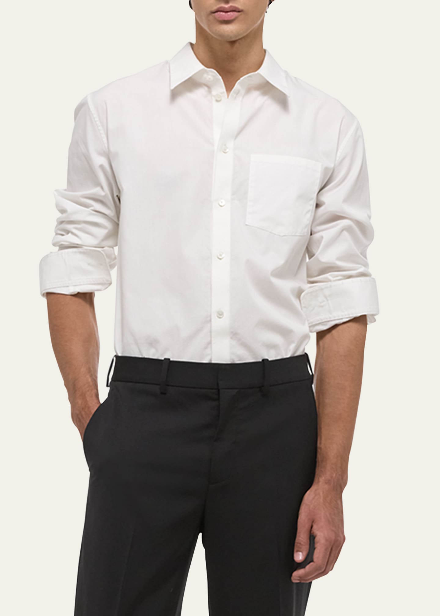 Helmut Lang Men's Classic Button-Down Soft Cotton Shirt Image 4 of 5